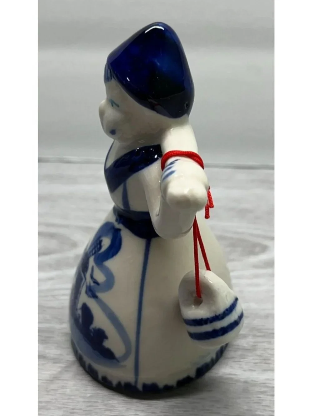 Delft Style Dutch Milkmaid Girl Figurine Vintage Ceramic Windmill Scene
